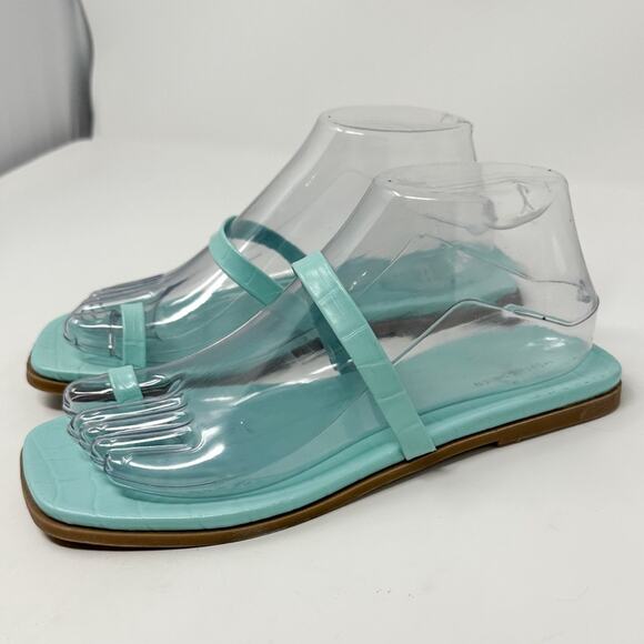 NEW 14th & Union Cece Blue Chill Croco Flat Slide Toe Thong Sandals, NEW Size 7 - Picture 5 of 14